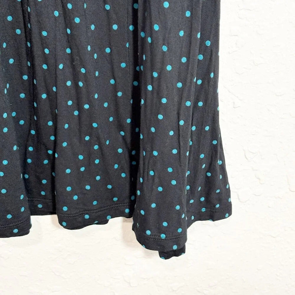 Boden Navy & Teal Polka Dot Smocked Long Sleeve Jersey Knit Dress Women's US 14L - Picture 6 of 11